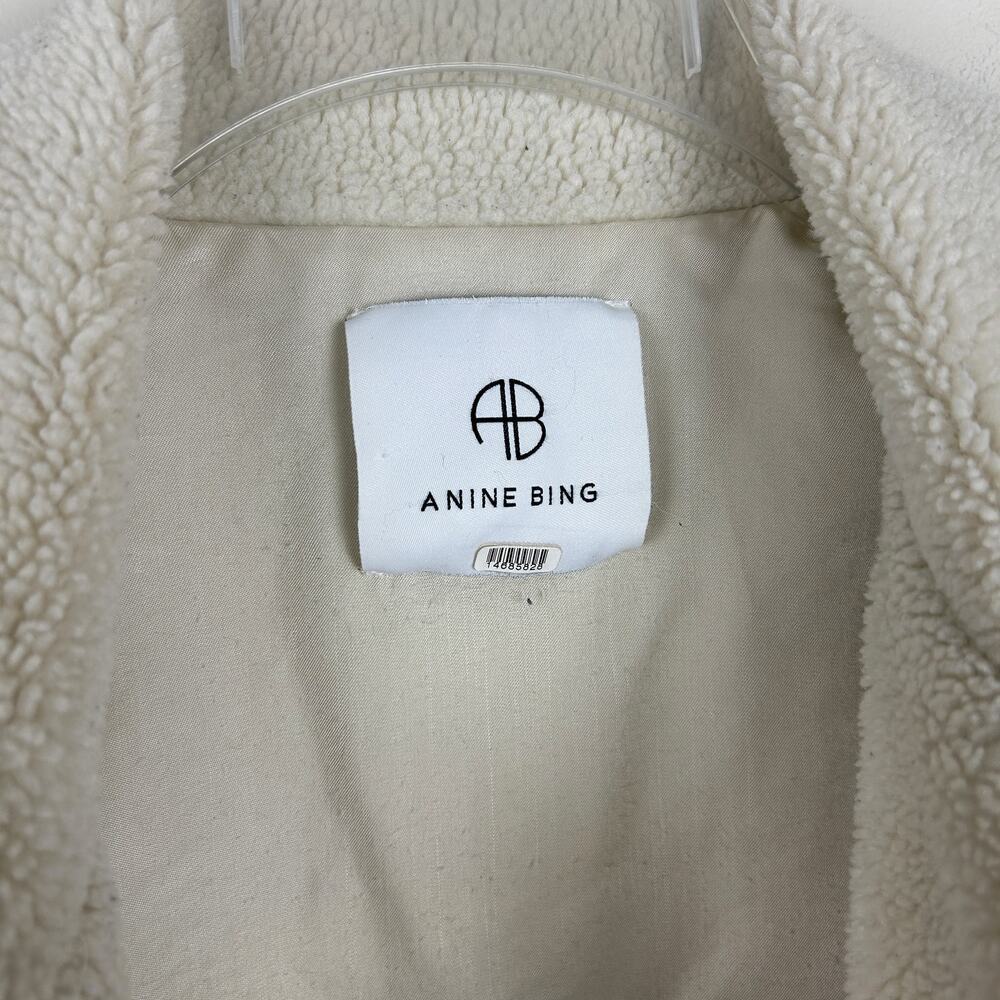 Anine Bing Cream Sherpa Rory Snap Front Jacket S - Picture 6 of 7